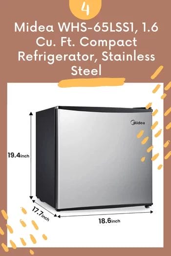 Midea WHS-65LSS1, 1.6 Cu. Ft. Compact Refrigerator, Stainless Steel