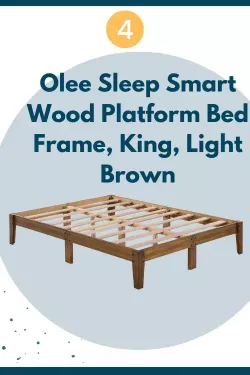 Olee Sleep Smart Wood Platform Bed Frame, King, Light Brown